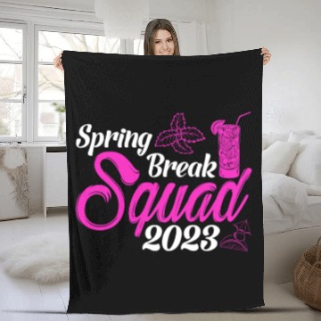 Discover Spring Break Squad 2023 Vacation Spring Break Fleece Blankets