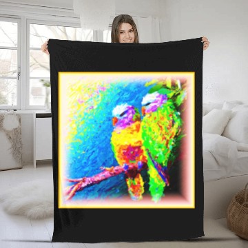Discover A Vibrant and Joyful Rainbow Birds. Buy Now Fleece Blankets