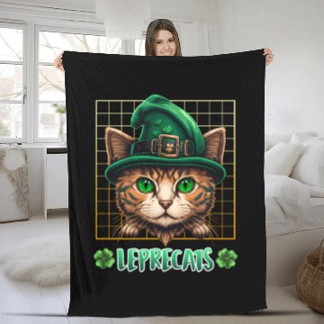 Discover St. Patrick's Day cats leprecats kittens Fleece Blankets