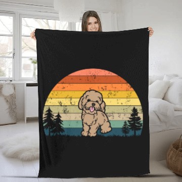 Discover Cute Poodle Dog Breed Retro Vintage Poodle Fleece Blankets