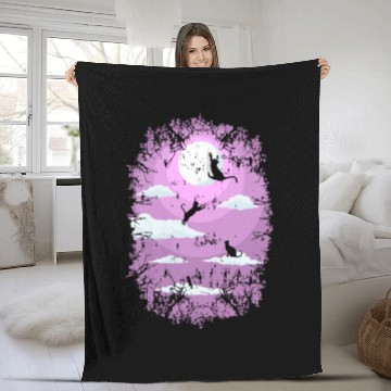 Discover Cats Jumping On The Moon Fleece Blankets