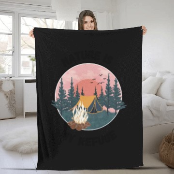 Discover nature camping lifestyle Fleece Blankets