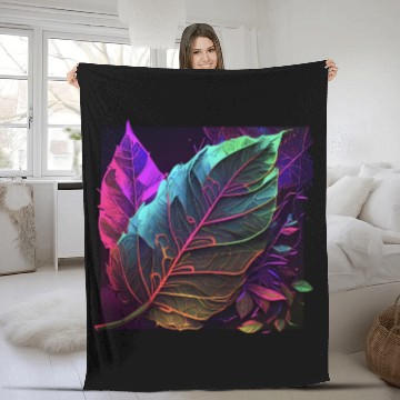 Discover Vibrant Leaf Synthwave Fleece Blankets