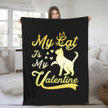 Discover Cat Valentine Humor Kitties Lover Fleece Blankets