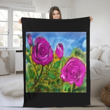 Discover Hand Painted Roses Fleece Blankets Fleece Blankets Mugs Tote Bags