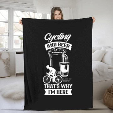 Discover Cycling And Beer That's Why I'm Here Bike Race Fleece Blankets