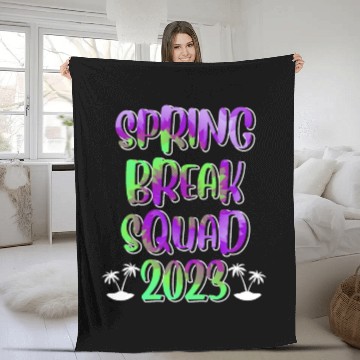 Discover Spring Break Squad Summer Vacation Spring Break Fleece Blankets