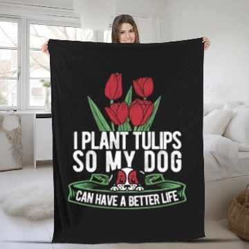 Discover Tulip Gardening Dog Fleece Blankets