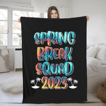 Discover Spring Break Squad Summer Vacation Spring Break Fleece Blankets