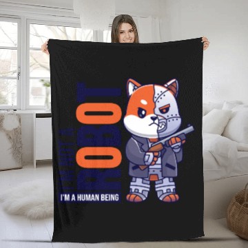 Discover I'm Not A Robot I'm A Human Being Fleece Blankets