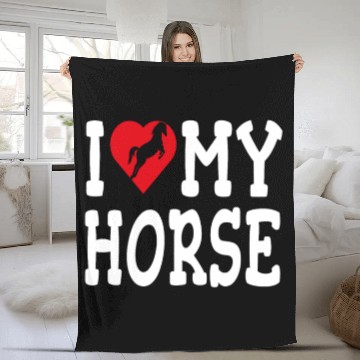 Discover i love my horse funny valentine's day Fleece Blankets