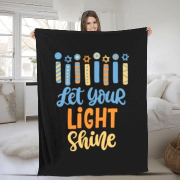 Discover Funny Hanukkah Let Your Light Shine Menorah Adults Fleece Blankets