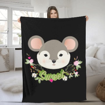 Discover Magical sweet mouse with delicate green in spring Fleece Blankets