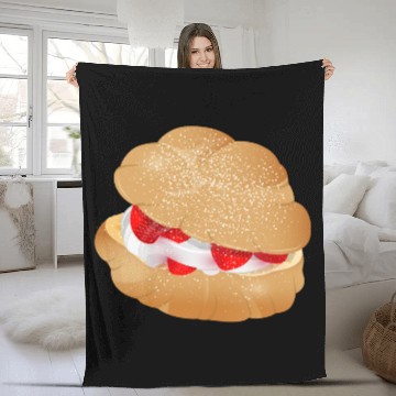 Discover Cream puffs filled with cream and strawberries Fleece Blankets