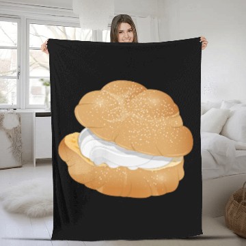 Discover Illustration of a cream puff filled with cream Fleece Blankets