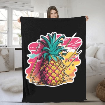 Discover pineapple fruit Fleece Blankets