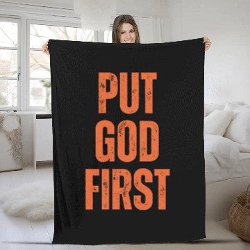 Discover Put God First - Christian Quotes Inspirational Fleece Blankets