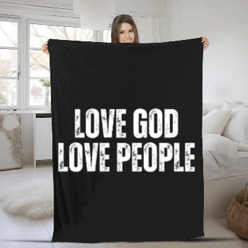 Discover Love God Love People - Christian Quotes Fleece Blankets