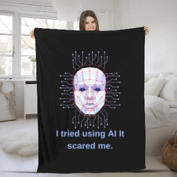 Discover ai scared me Fleece Blankets