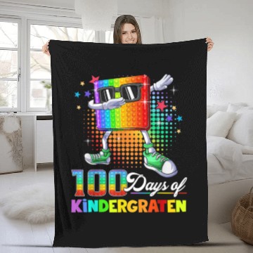 Discover 100 Days Of Kindergarten School Teacher Funny Fleece Blankets