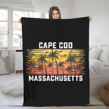 Discover Cape Cod Massachusetts Summer Retro VIntage Fleece Blankets
