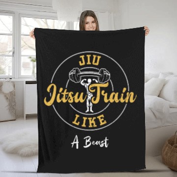 Discover Jiu Jitsu Train Like A Beast - Gym Fleece Blankets
