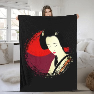 Discover Geisha, traditional digital art, Japan Fleece Blankets