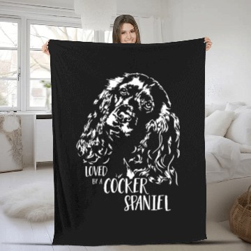 Discover Loved by a Cocker Spaniel dog mom dog saying Fleece Blankets