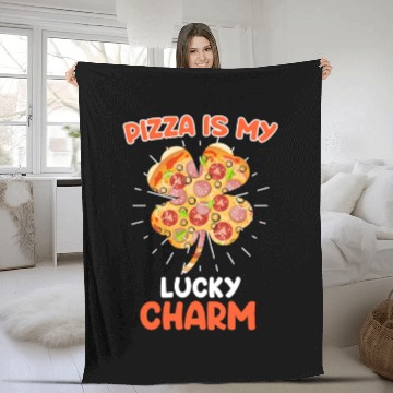 Discover Pizza is my Lucky Charm Pizza Fan Fleece Blankets