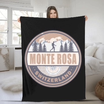 Discover Monte Rosa Switzerland Swiss Alps Vintage Hiking Fleece Blankets