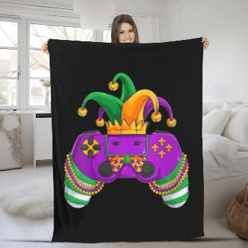 Discover Womens Funny Mardi Gras Video Games Controller Jes Fleece Blankets