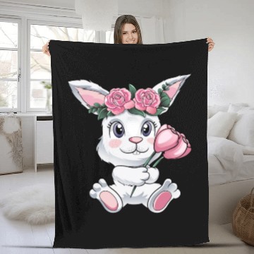 Discover Baby Easter Bunny with Flowers cute Easter Egg Fleece Blankets