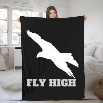 Discover FLY High Grey Pop Art Eagle Fleece Blankets