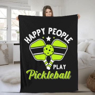 Discover Happy People Play Pickleball Fleece Blankets