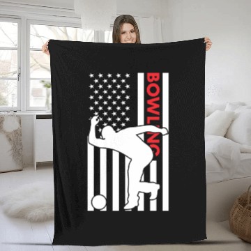 Discover Sport Us Flag Bowling Fleece Blankets