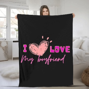 Discover I love my boyfriend Fleece Blankets