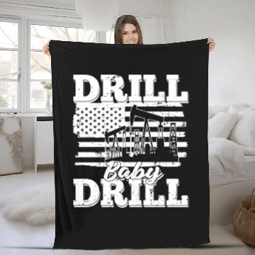 Discover Oilfield Oil Drilling Us Flag Drill Baby Drill Fleece Blankets