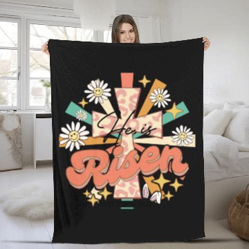Discover He is risen Mathew 28:06 Fleece Blankets