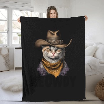 Discover Meowdy Cat Meme Country Meow Howdy Funny Fleece Blankets