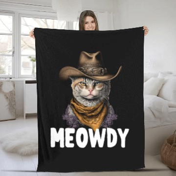 Discover Meowdy Cat Meme Country Meow Howdy Funny Fleece Blankets