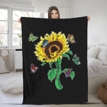 Discover Aesthetics Sunflowers Nature Butterflies Yellow Su Fleece Blankets