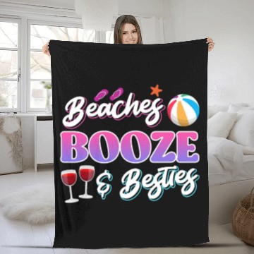 Discover Beaches Booze Besties Summer Vacation Spring Break Fleece Blankets