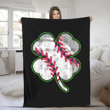 Discover Baseball player shamrock lucky charm Fleece Blankets