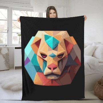 Discover Geometric Lion Polygon Low Poly Lions Face Fleece Blankets