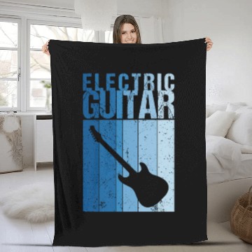 Discover Electric Guitar Guitarist String Musician Retro Fleece Blankets