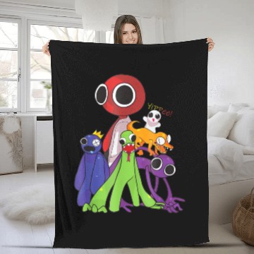 Discover Rainbow Friends blue red orange green Fleece Blankets