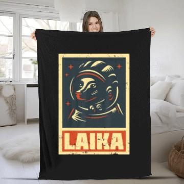 Discover Laika dog Sputnik space travel USSR gift Fleece Blankets