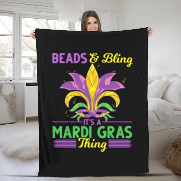 Discover Beads And Bling Its A Mardi Gras Thing Funny Mardi Fleece Blankets