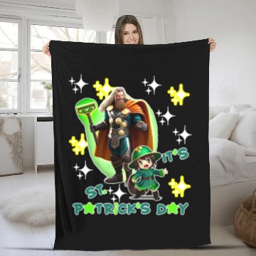 Discover Kids St. Patrick's Day Shamrock "Thor, anime" Fleece Blankets