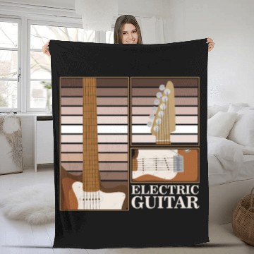 Discover Electric Guitar Player String Instrument Music Fleece Blankets